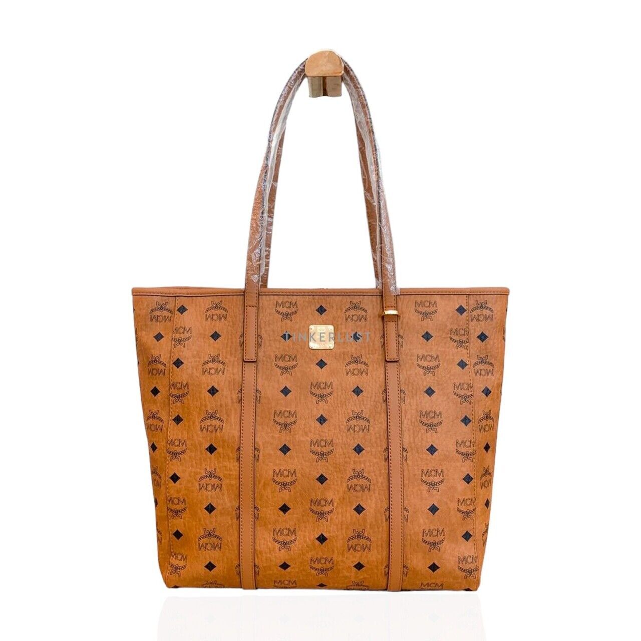 tas tote bag MCM Toni Medium Visetos Cognac Tote Bag Tinkerlust